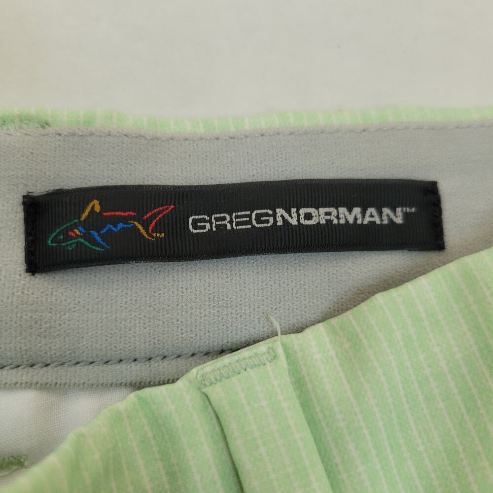 Greg Norman Golf Shorts Light Green Pinstripe Performance Mens Sze 34 Inseam 10" - Picture 2 of 6